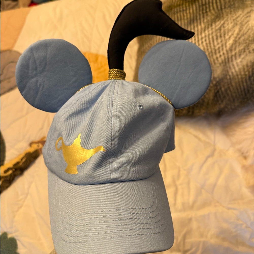 Disney Genie Light Blue Cap with Gold Lamp and Mouse Ears
